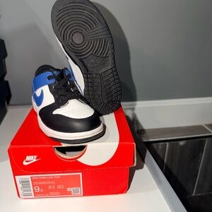 Nike Kids Dunk Low Sneakers - Black, Blue, and White